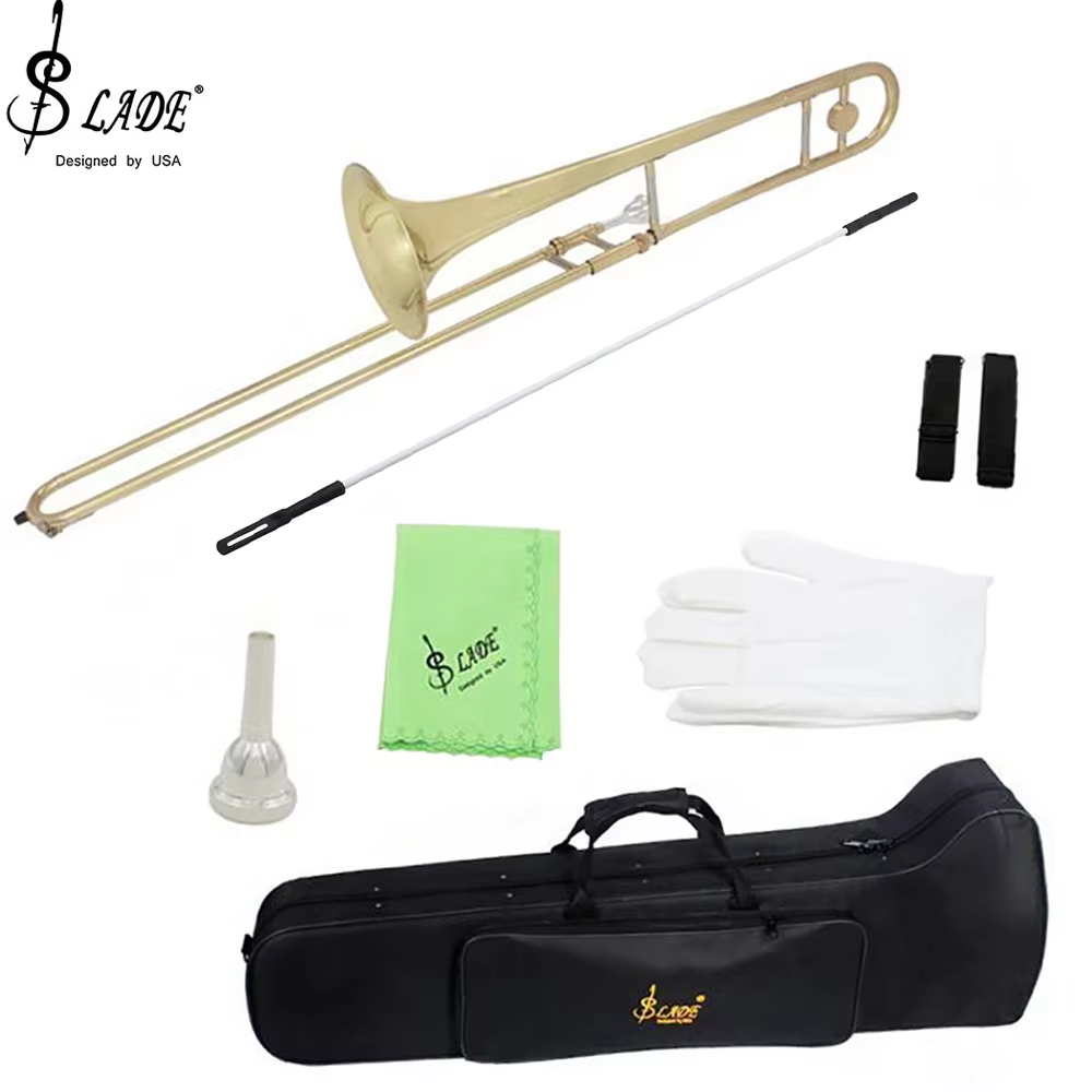 Musical Instrument Trombone - Bbアルトトロンボーン ラッカーゴールド プロフェッショナルブラス楽器 B♭トロンボーン ホーン 箱付き