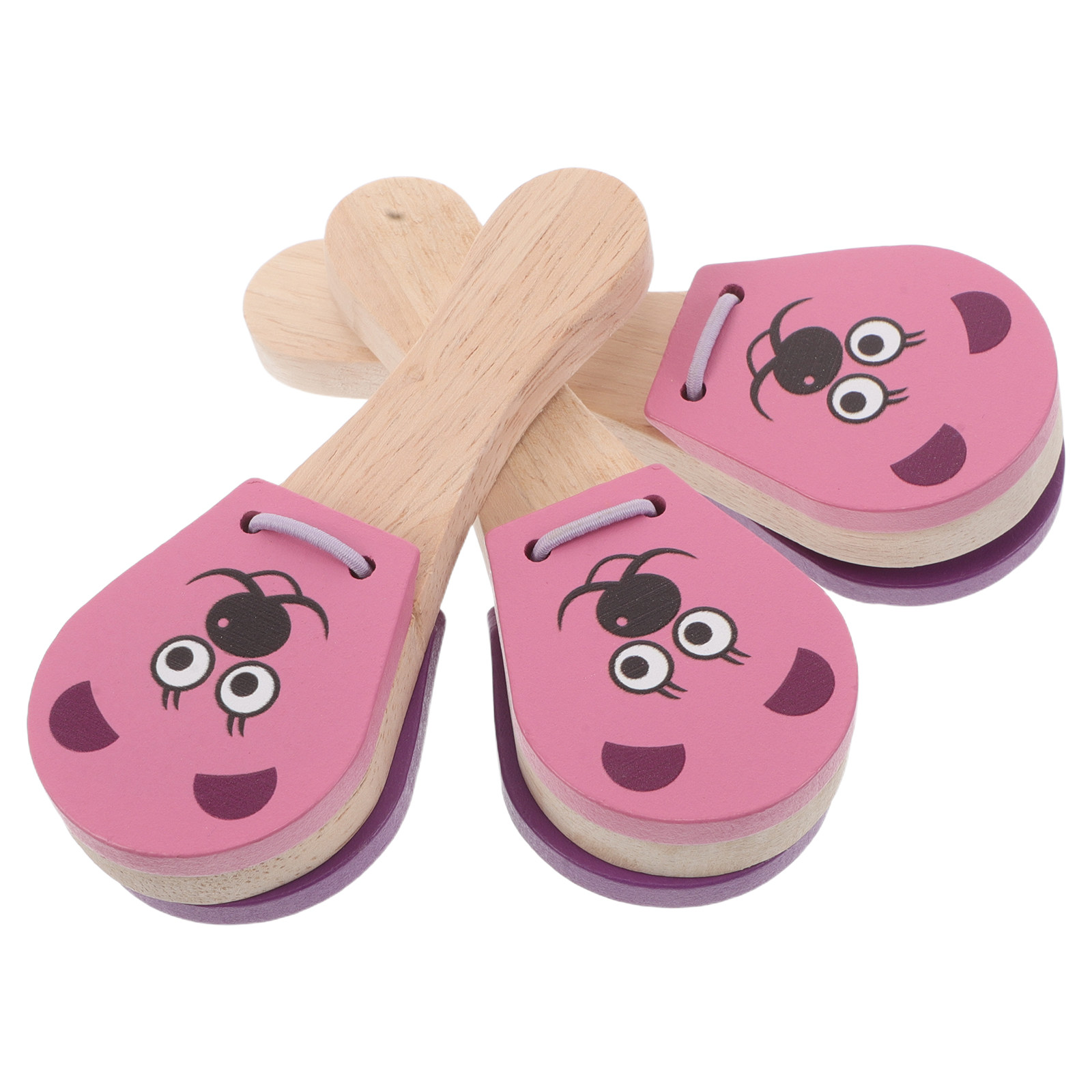 Musical Instrument For Babies - 3個入り木製ベビーミュージカルカスタネット動物デザイン早期教育用パーカッション楽器小さな手でも握りやすい