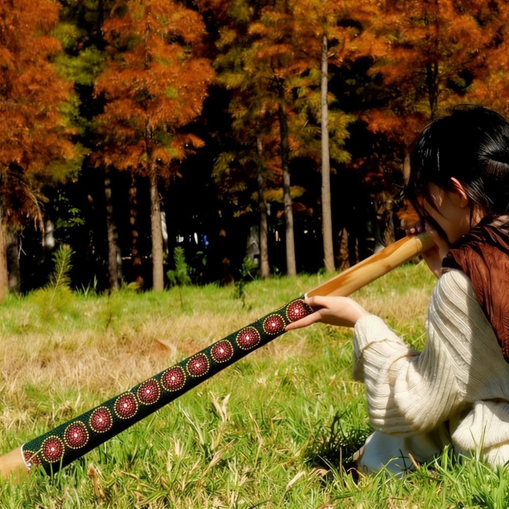 Musical Instrument Didgeridoo - チーク材のディジェリードゥ（塗装済み）100/120/130/150cm サウンドセラピー用 炭火焚きディジェリードゥ 手作り ヨガ瞑想用楽器