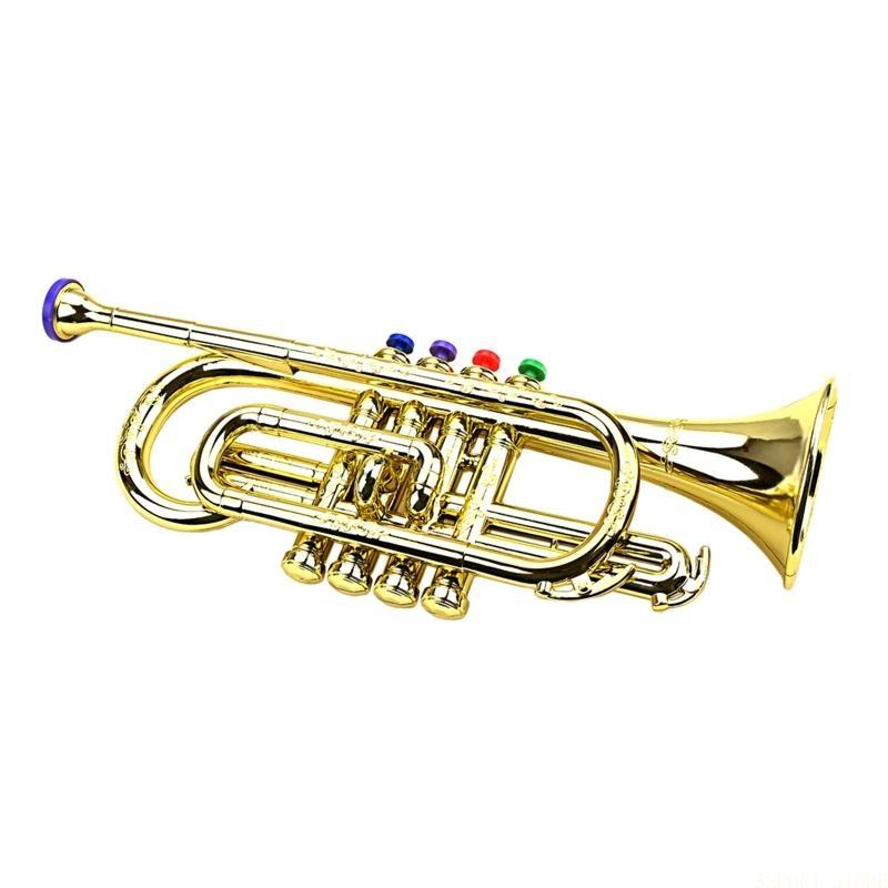 Musical Instrument Trombone - U2JB トランペット ゴールデン コーティング ABS 子供幼児音楽おもちゃギフト子供トランペット