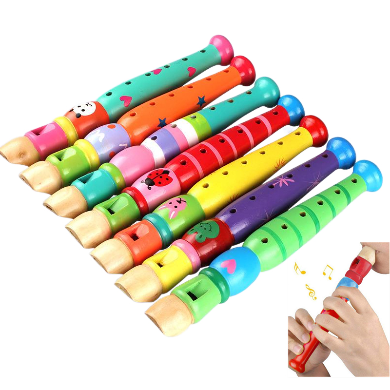 Musical Instrument Project - 2 個木製フルート 20 センチメートルカラフルな子供楽器トランペットブレットフーターキッズ教育学習音楽おもちゃ TMZ