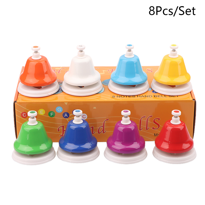 Musical Instrument For Babies - 新しい 8 トーン時計音ベルデスクベル幼児のための教育音楽用 8 ノートカラフルなハンドベルセット楽器