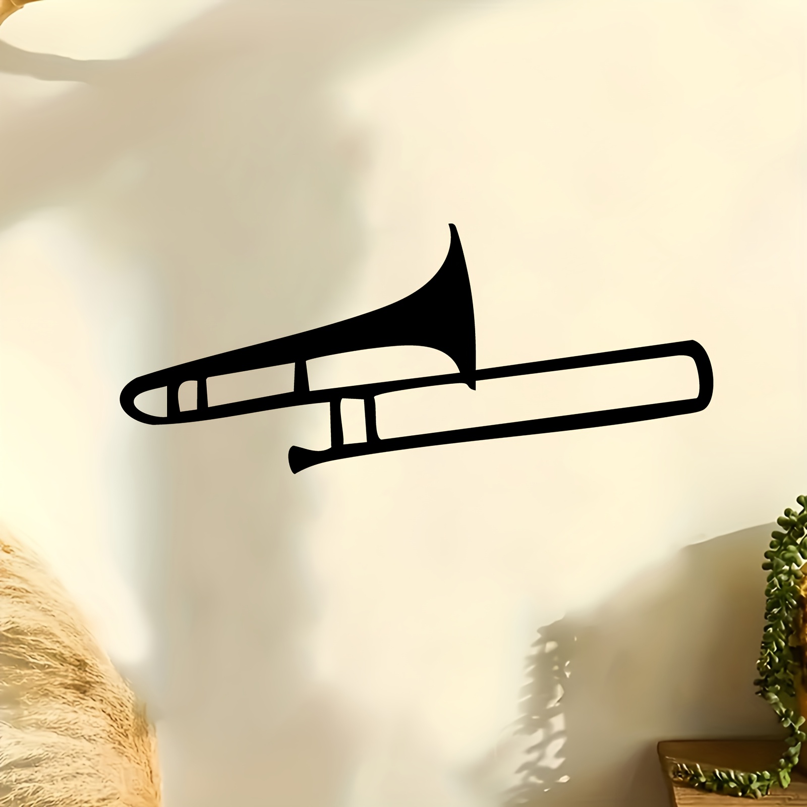 Musical Instrument Trombone - 鉄製トロンボーン彫刻耐候性金属壁アート装飾楽器像壁掛け装飾品屋内屋外用