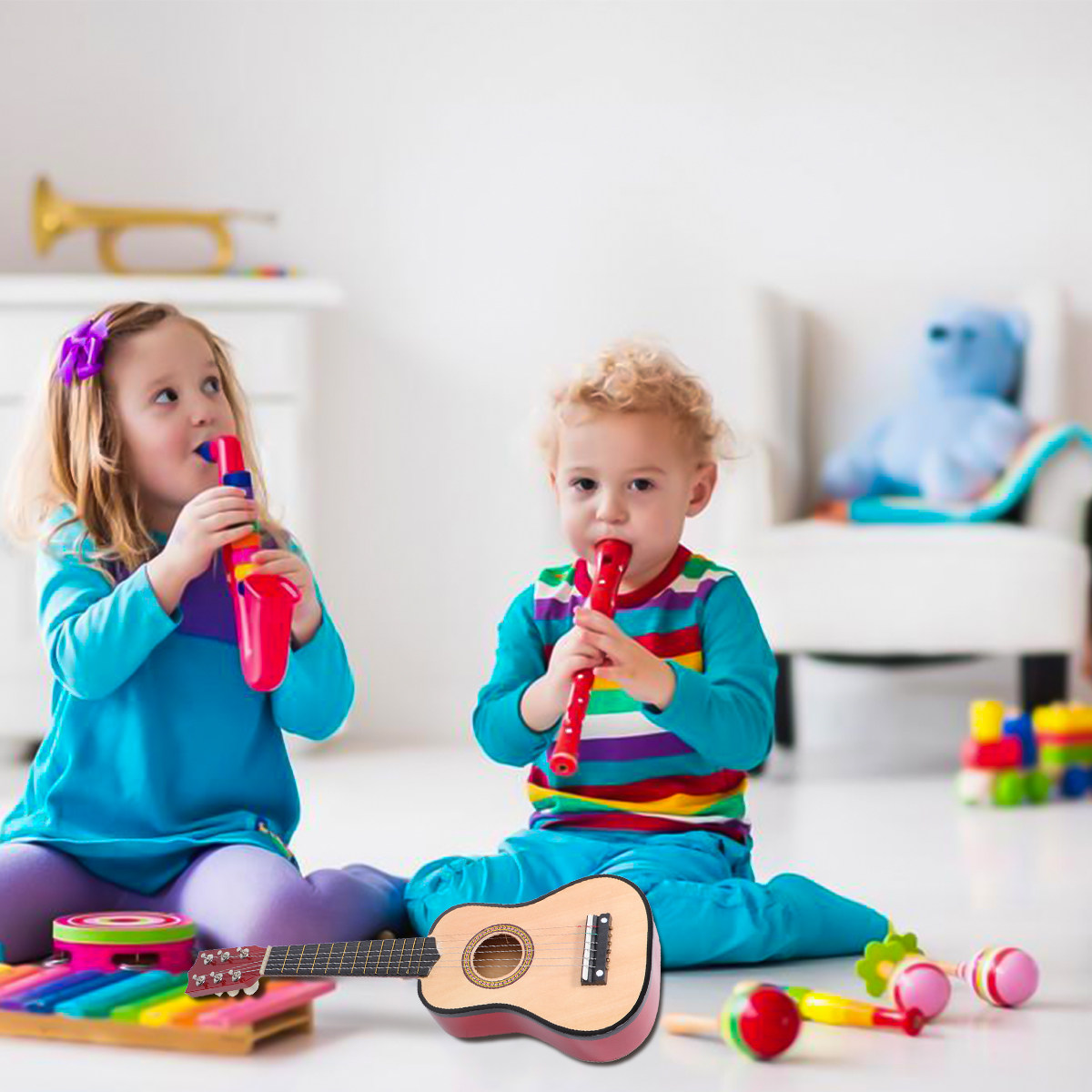 21 インチ子供用アコースティックフォークギターミニ木製初心 - Musical Instrument I Play のレビューと価格