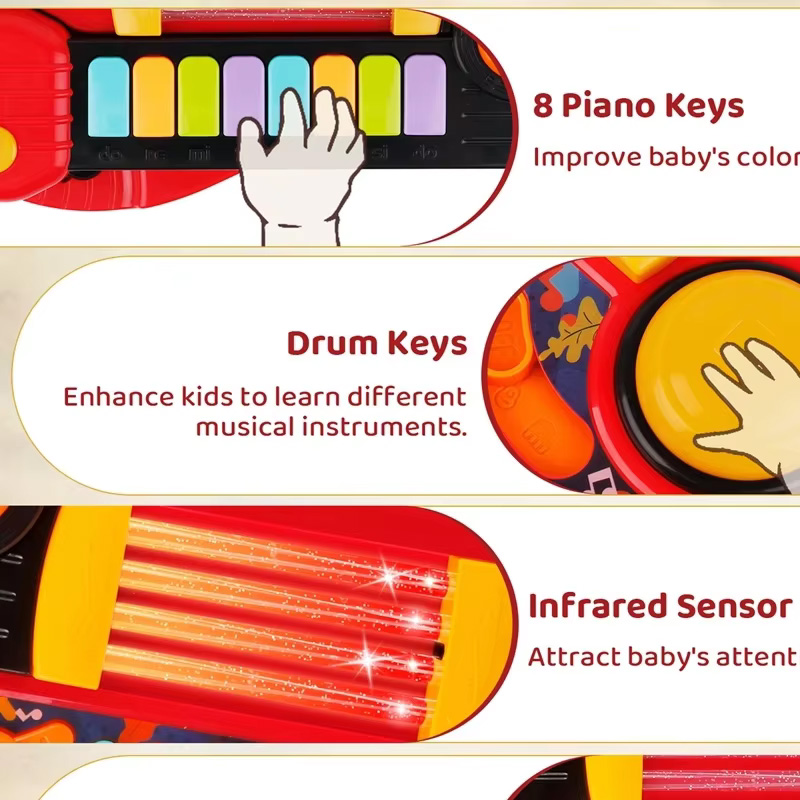 子供用電動おもちゃギター,2 in 1,折りたたみ式,初心者 - Musical Instrument Project のレビューと価格