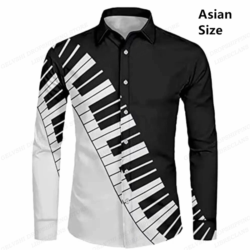 黒長袖ハワイアン男性シャツファッション音楽ハワイシャツ楽器ビ - Musical Instrument Hawaii のレビューと価格