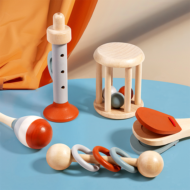 天然木製ラトルおもちゃセット モンテッソーリ楽器 感覚玩具  - Musical Instrument Project のレビューと価格