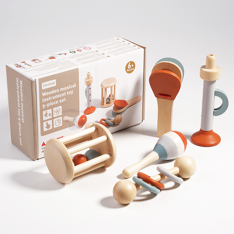 天然木製ラトルおもちゃセット モンテッソーリ楽器 感覚玩具  - Musical Instrument Project のレビューと価格