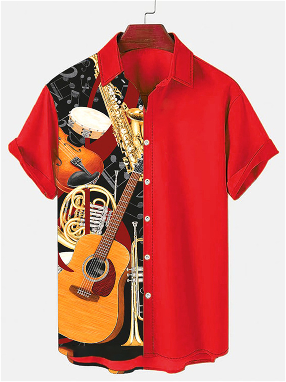 夏の国境を越えた新しい楽器 3D プリントハワイ半袖メンズ大 - Musical Instrument Hawaii のレビューと価格