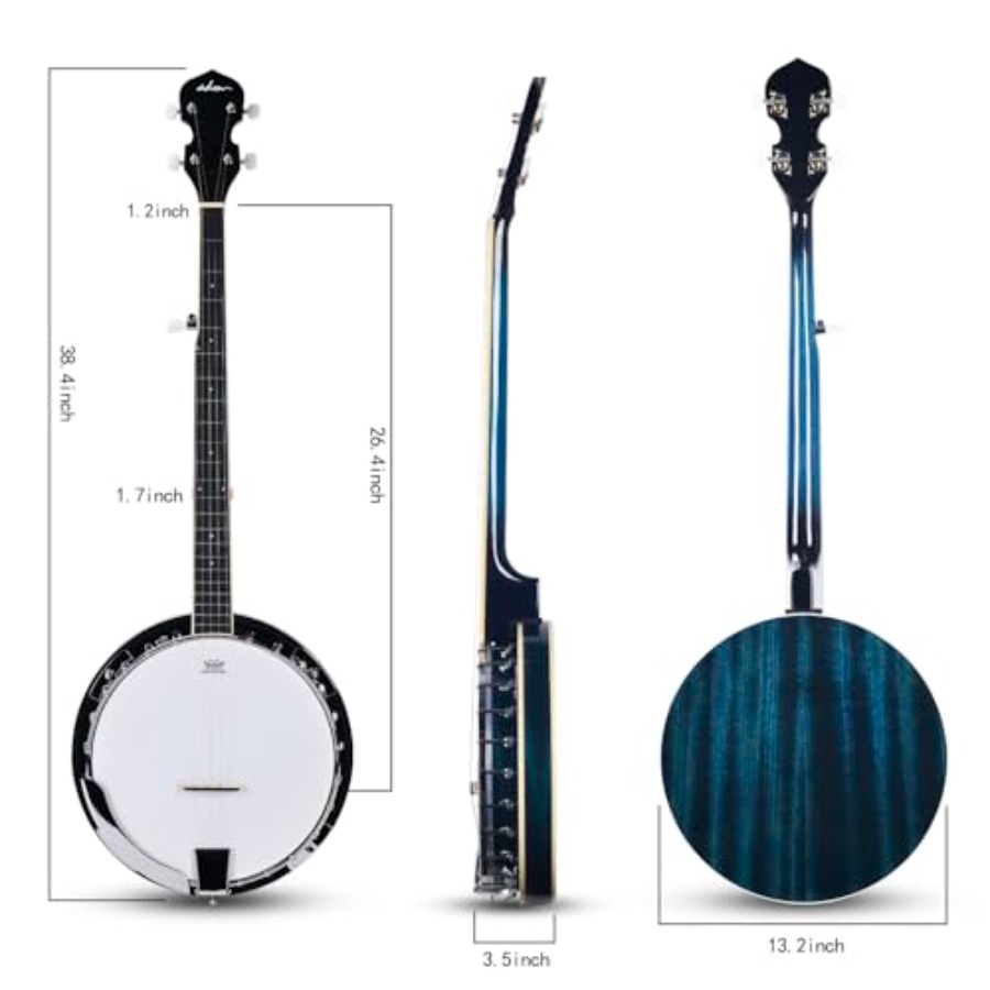 バンジョー5弦フルサイズバンジョーセット、38インチ初心者向 - Banjo 5 String Open のレビューと価格