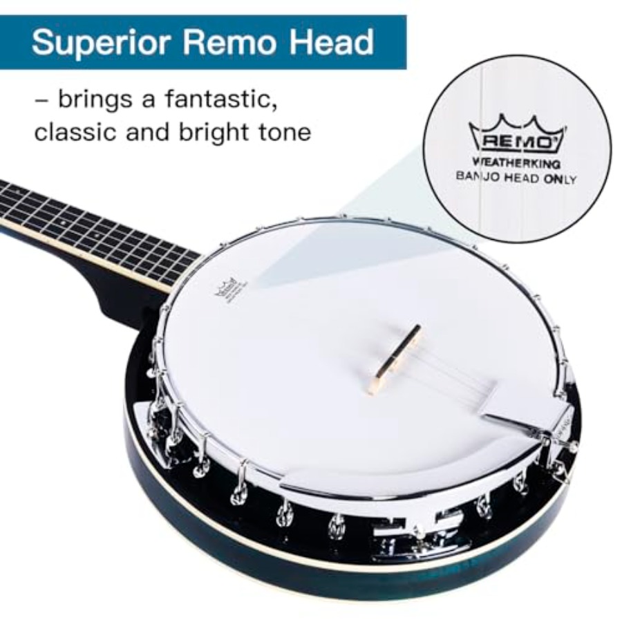 バンジョー5弦フルサイズバンジョーセット、38インチ初心者向 - Banjo 5 String Open のレビューと価格