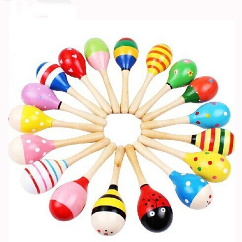 2 個のカラフルな木製小さなガラガラマラカスビート赤ちゃん知 - Musical Instrument For Babies のレビューと価格